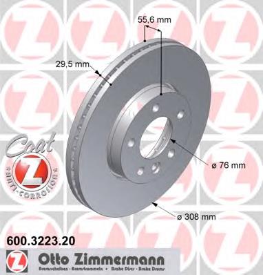 600.3223.20 Zimmermann tarcza hamulcowa przednia