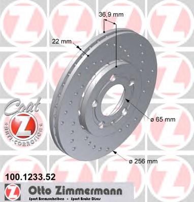 100.1233.52 Zimmermann tarcza hamulcowa przednia