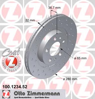 100.1234.52 Zimmermann tarcza hamulcowa przednia