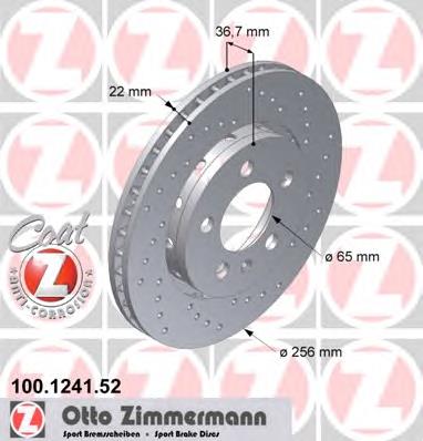 Tarcza hamulcowa tylna 100124152 Zimmermann