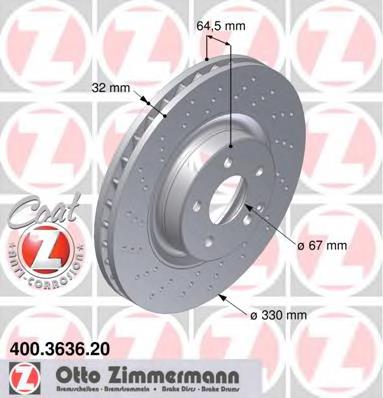 400.3636.20 Zimmermann tarcza hamulcowa przednia