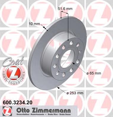 600.3234.20 Zimmermann tarcza hamulcowa tylna