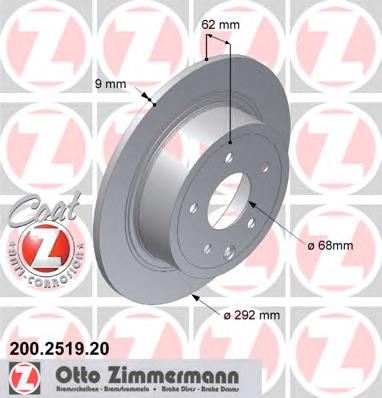 200.2519.20 Zimmermann tarcza hamulcowa tylna