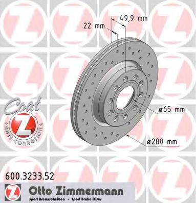 600.3233.52 Zimmermann tarcza hamulcowa przednia