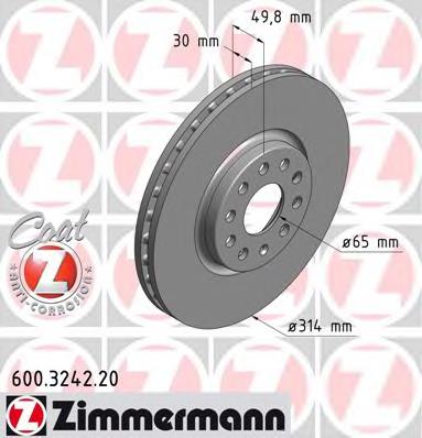 600324220 Zimmermann tarcza hamulcowa przednia