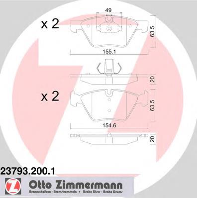 237932001 Zimmermann klocki hamulcowe przednie tarczowe