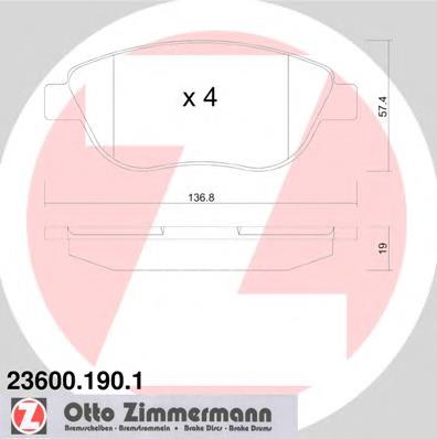 236001901 Zimmermann klocki hamulcowe przednie tarczowe
