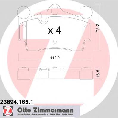 236941651 Zimmermann Okładziny (klocki) do hamulców tarczowych tylne