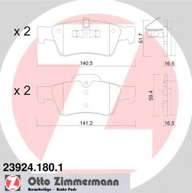 239241801 Zimmermann Okładziny (klocki) do hamulców tarczowych tylne