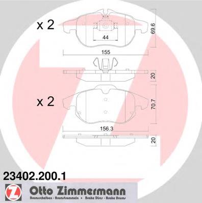 234022001 Zimmermann klocki hamulcowe przednie tarczowe