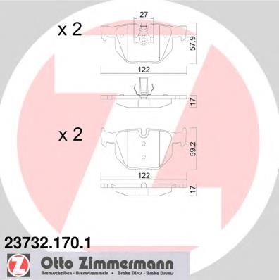 237321701 Zimmermann okładziny (klocki do hamulców tarczowych tylne)