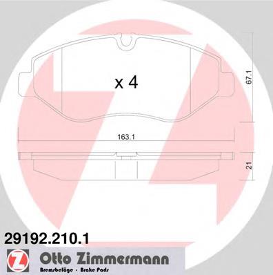 291922101 Zimmermann Klocki hamulcowe przednie tarczowe