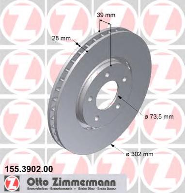 155390200 Zimmermann tarcza hamulcowa przednia