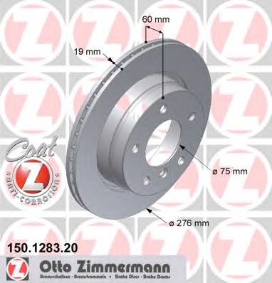 150.1283.20 Zimmermann tarcza hamulcowa tylna