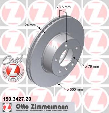 150.3427.20 Zimmermann tarcza hamulcowa przednia