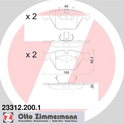 233122001 Zimmermann klocki hamulcowe przednie tarczowe