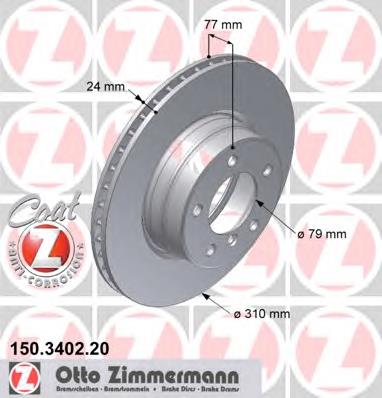 150.3402.20 Zimmermann tarcza hamulcowa przednia