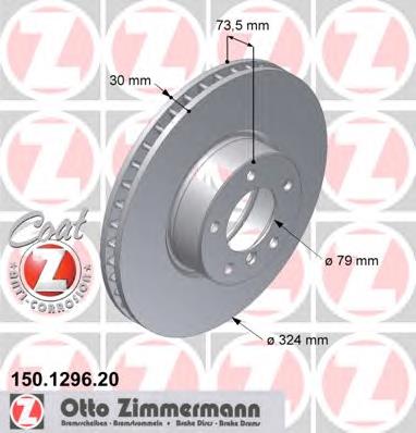 150.1296.20 Zimmermann tarcza hamulcowa przednia