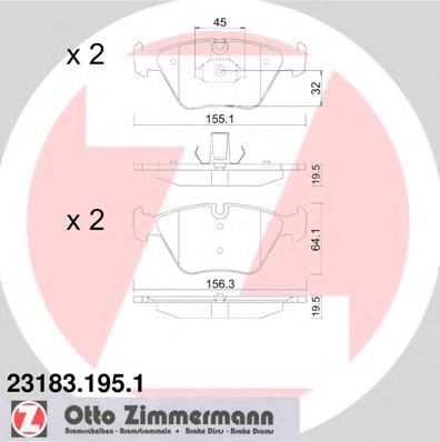 23183.195.1 Zimmermann klocki hamulcowe przednie tarczowe