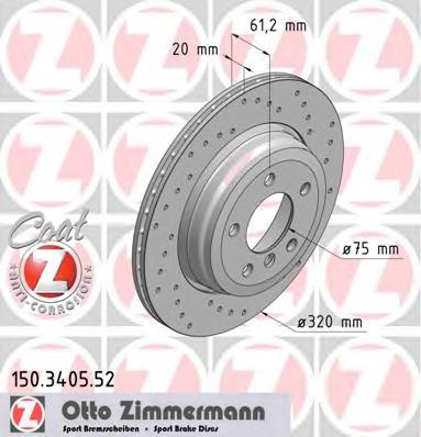 150.3405.52 Zimmermann tarcza hamulcowa tylna