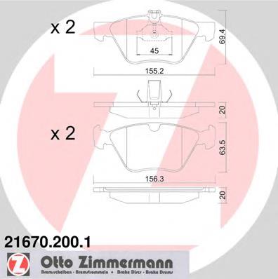 216702001 Zimmermann klocki hamulcowe przednie tarczowe