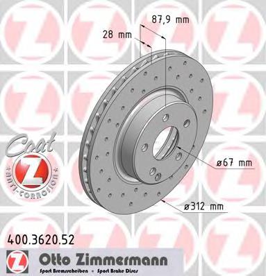 400362052 Zimmermann tarcza hamulcowa przednia