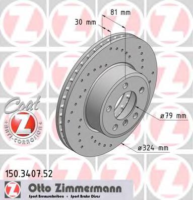 150.3407.52 Zimmermann tarcza hamulcowa przednia