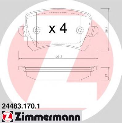 244831701 Zimmermann okładziny (klocki do hamulców tarczowych tylne)