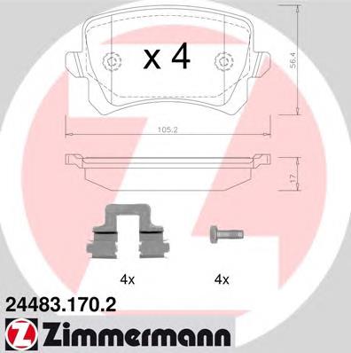 244831702 Zimmermann okładziny (klocki do hamulców tarczowych tylne)