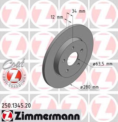 250.1345.20 Zimmermann tarcza hamulcowa tylna