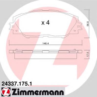 243371751 Zimmermann Klocki hamulcowe przednie tarczowe