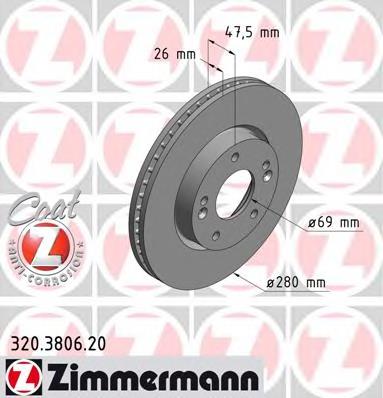 320380620 Zimmermann tarcza hamulcowa przednia