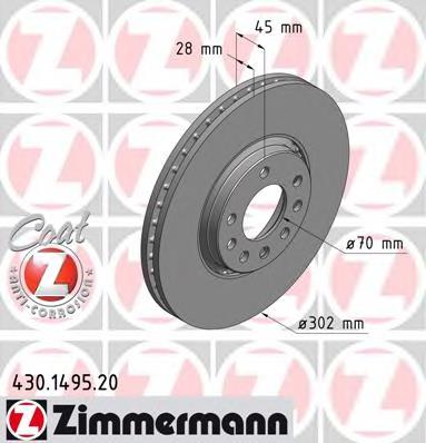 430.1495.20 Zimmermann tarcza hamulcowa przednia