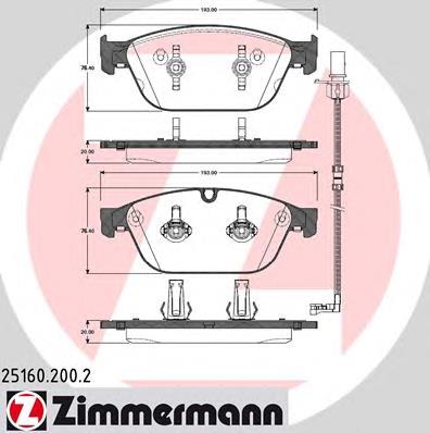 251602002 Zimmermann Klocki hamulcowe przednie tarczowe