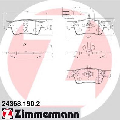 243681902 Zimmermann Okładziny (klocki) do hamulców tarczowych tylne
