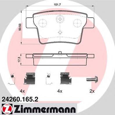 242601652 Zimmermann okładziny (klocki do hamulców tarczowych tylne)