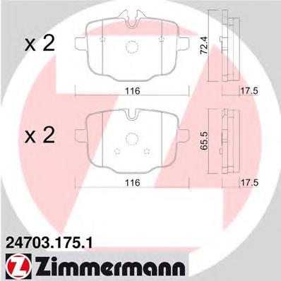 247031751 Zimmermann Okładziny (klocki) do hamulców tarczowych tylne