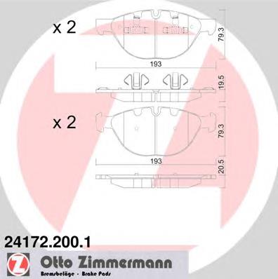 241722001 Zimmermann klocki hamulcowe przednie tarczowe