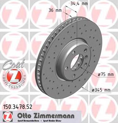 Tarcza hamulcowa przednia 150347852 Zimmermann