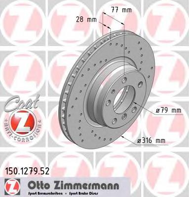 150.1279.52 Zimmermann tarcza hamulcowa przednia