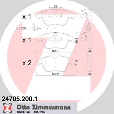 247052001 Zimmermann klocki hamulcowe przednie tarczowe