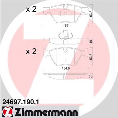 246971901 Zimmermann klocki hamulcowe przednie tarczowe