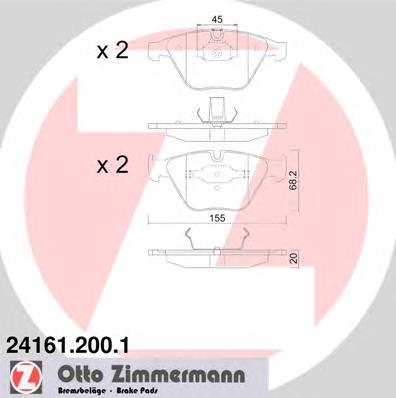 241612001 Zimmermann klocki hamulcowe przednie tarczowe