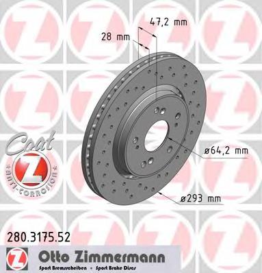 280317552 Zimmermann Tarcza hamulcowa przednia