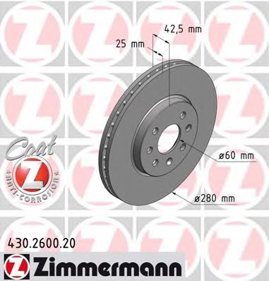 430260020 Zimmermann tarcza hamulcowa przednia