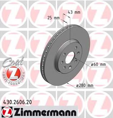 430260620 Zimmermann tarcza hamulcowa przednia