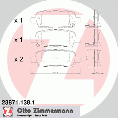 23871.138.1 Zimmermann okładziny (klocki do hamulców tarczowych tylne)