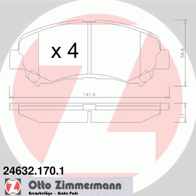 246321701 Zimmermann Klocki hamulcowe przednie tarczowe
