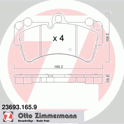 236931659 Zimmermann Klocki hamulcowe przednie tarczowe