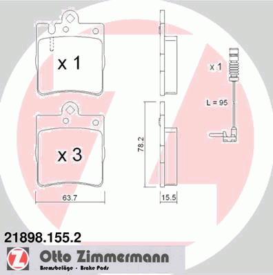 21898.155.2 Zimmermann okładziny (klocki do hamulców tarczowych tylne)